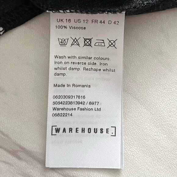 Warehouse UK Polka Dot Dress Women's Size 12 Black Cut-Out Long Sleeve Stretch - Picture 10 of 12